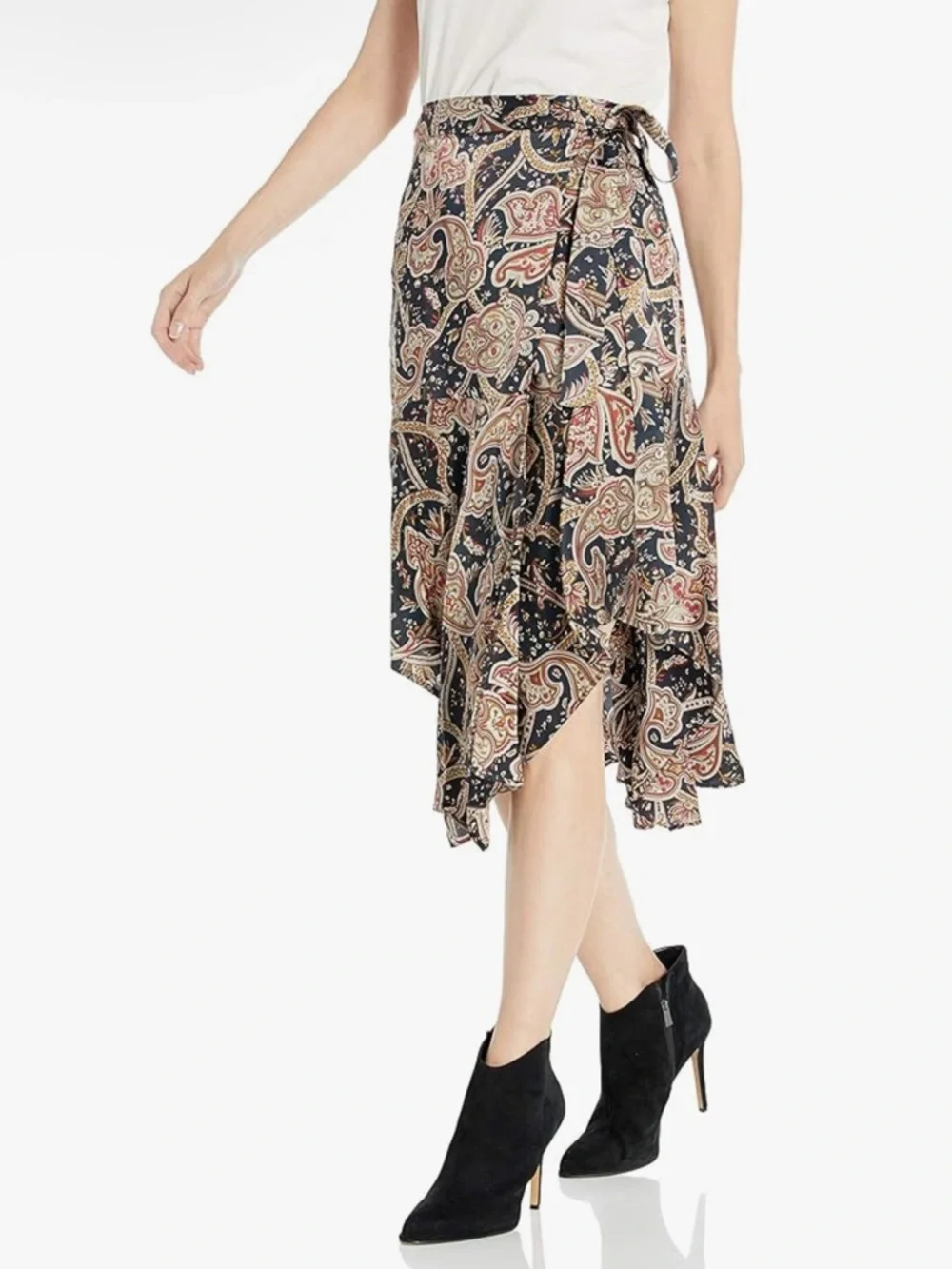 NWT The Kooples Paisley Asymmetrical Tanger Wrap Skirt Sz. 2 - Picture 3 of 9